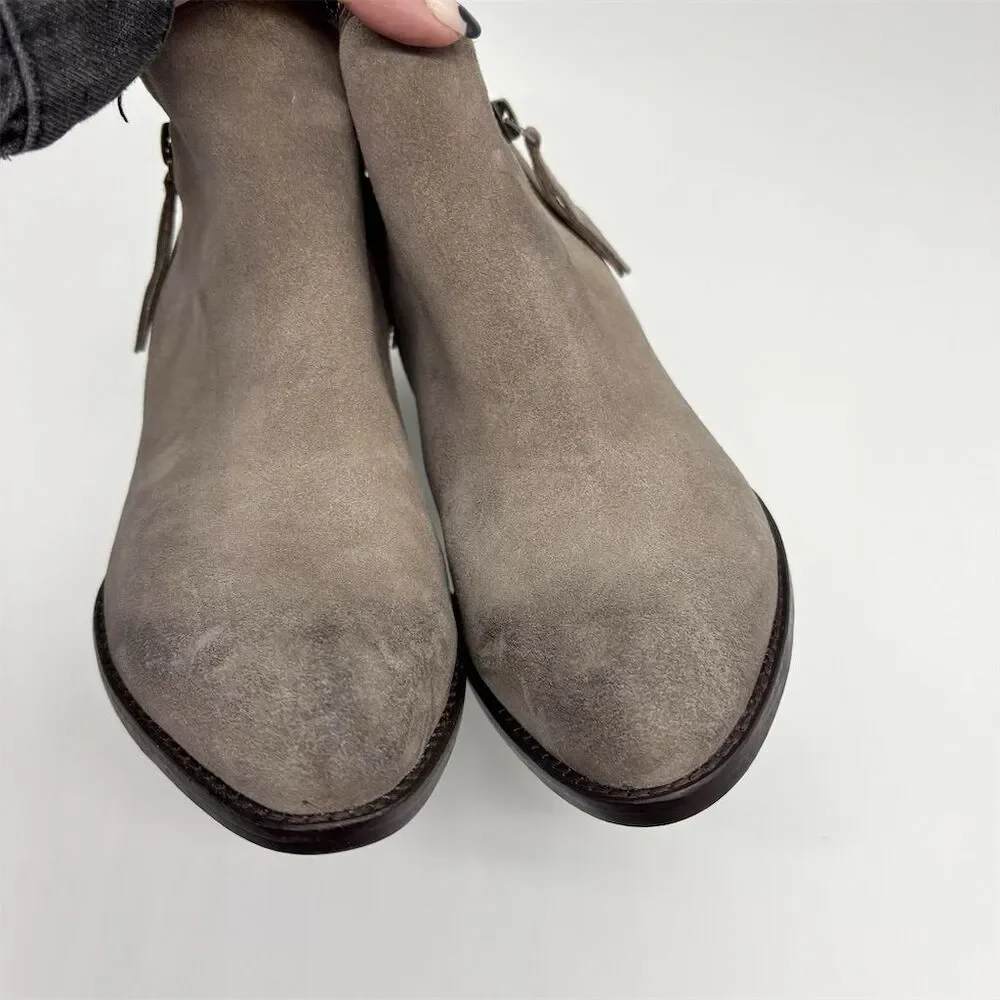 Jeffrey Campbell Crockett Ankle Boots Size 7 Gray Suede‎ Leather Zipper Western